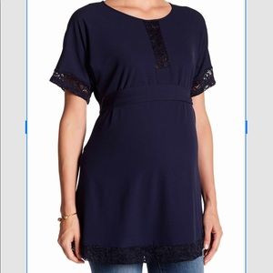 Kimi+kai lace trim maternity deep navy tunic